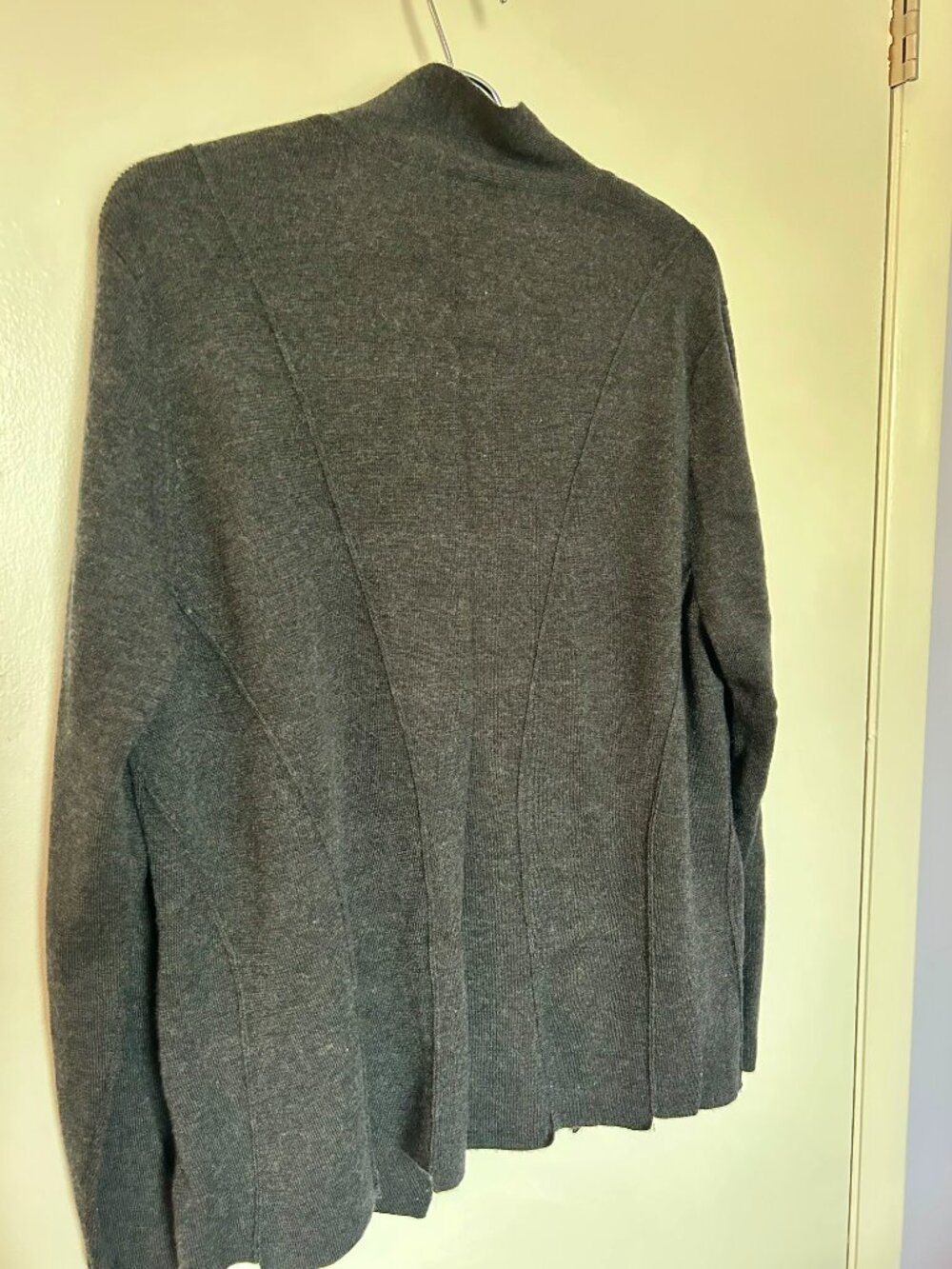 Eileen Fisher Charcoal Gray Merino Wool Open Front Cardigan 2X - Picture 4 of 8